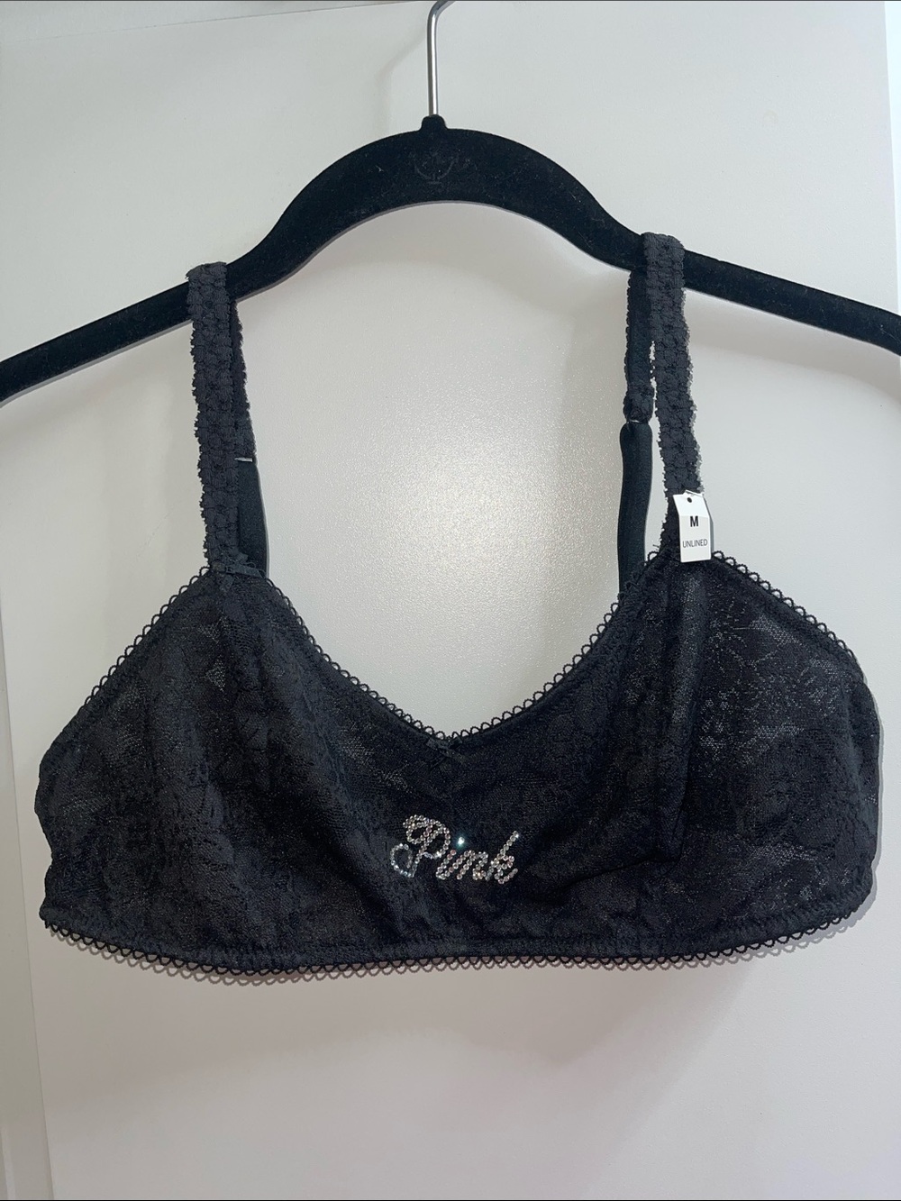 PINK Victoria’s Secret NWT unlined bralette with bling rhinestones Medium